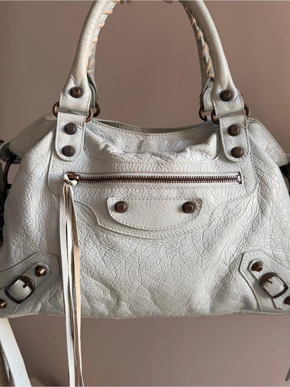 Authentic Balenciaga town bag in icy blue color - Picture 7 of 11